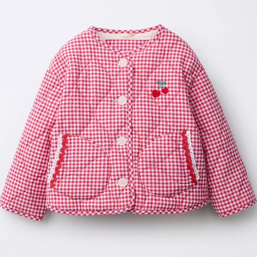 Zara Red Checkered Kids Jacket